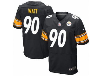  Pittsburgh Steelers 90 T J Watt Elite Black Team Color NFL Jersey