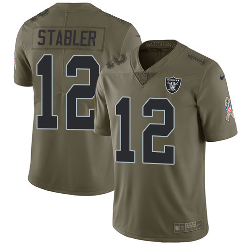 Raiders 12 Ken Stabler Olive Salute To Service Limited Jersey
