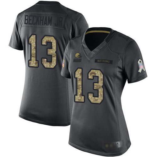 Nike Raiders 13 Odell Beckham Jr Black Camo Women Salute to Service Limited Jersey