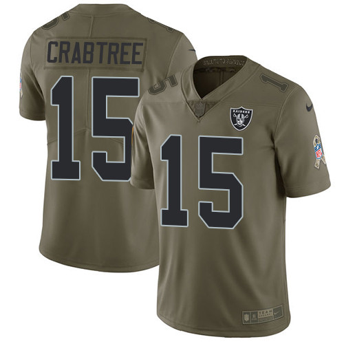  Raiders 15 Michael Crabtree Olive Salute To Service Limited Jersey