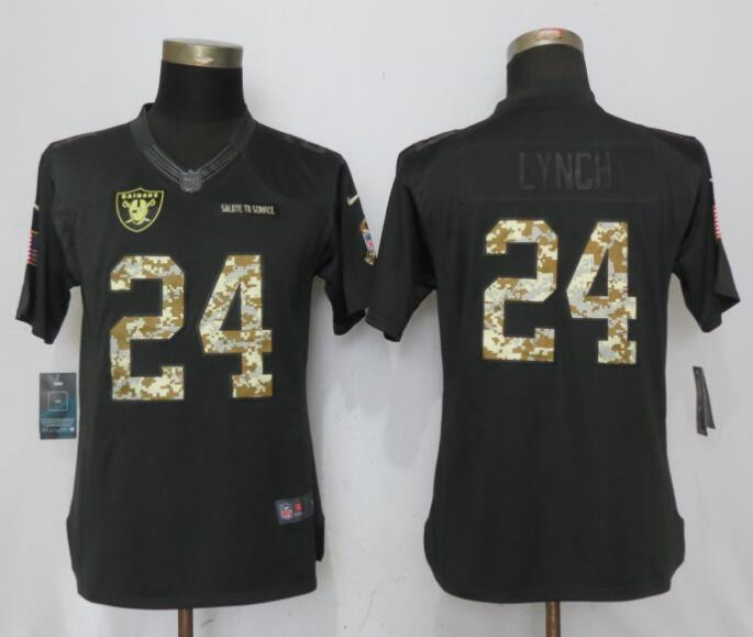  Raiders 24 Marshawn Lynch Anthracite Women Salute to Service Limited Jersey