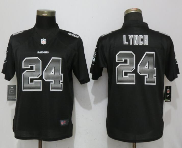  Raiders 24 Marshawn Lynch Black Limited Strobe Jersey