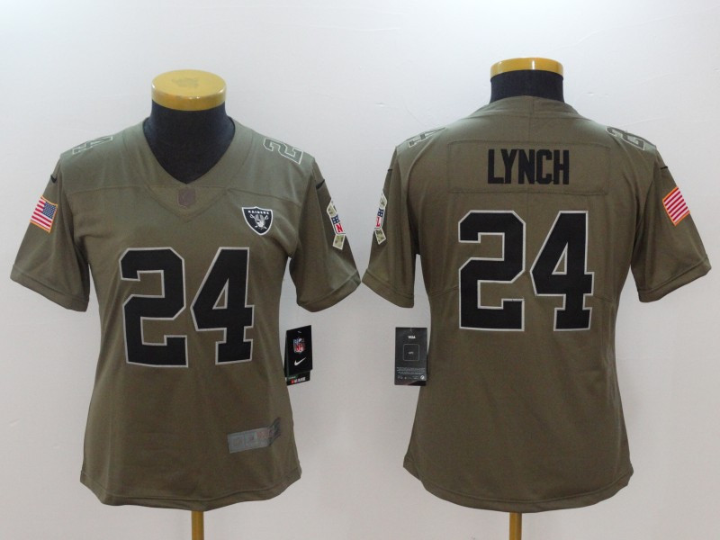  Raiders 24 Marshawn Lynch Women Olive Salute To Service Limited Jersey