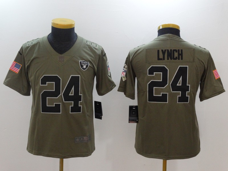  Raiders 24 Marshawn Lynch Youth Olive Salute To Service Limited Jersey
