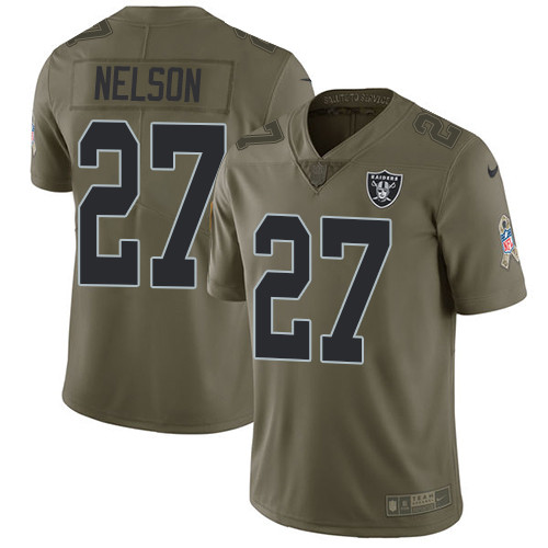  Raiders 27 Reggie Nelson Olive Salute To Service Limited Jersey