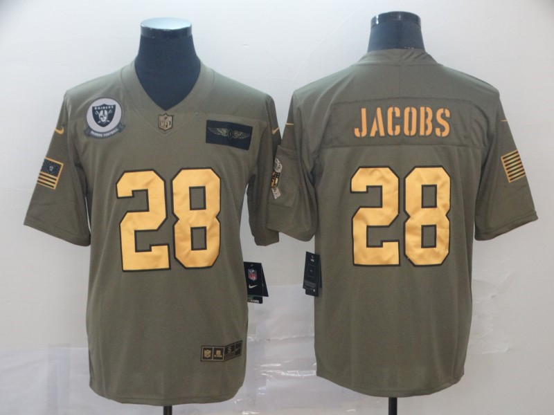 Nike Raiders 28 Josh Jacobs 2019 Olive Gold Salute To Service Limited Jersey