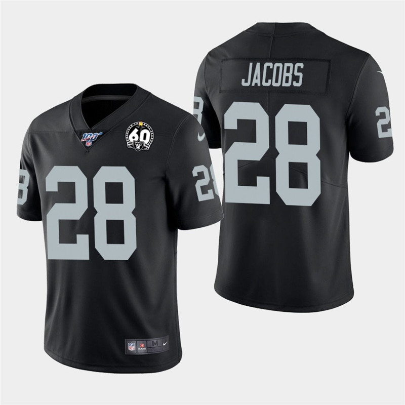 Nike Raiders 28 Josh Jacobs Black 100th And 60th Anniversary Vapor Untouchable Limited Jersey