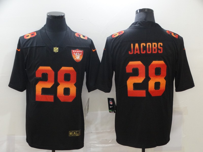 Nike Raiders 28 Josh Jacobs Black Colorful Fashion Limited Jersey