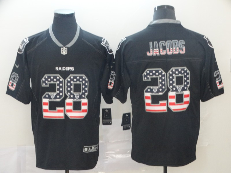 Nike Raiders 28 Josh Jacobs Black USA Flash Fashion Limited Jersey