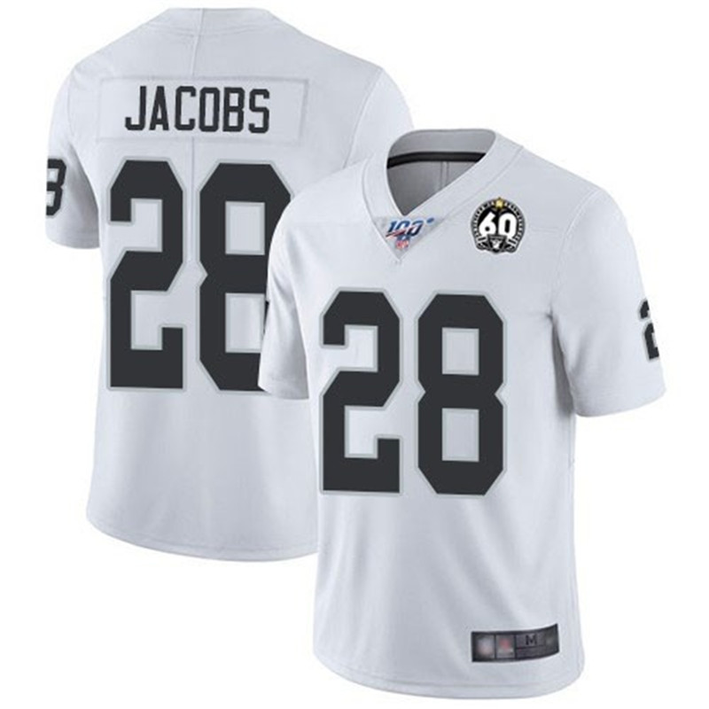 Nike Raiders 28 Josh Jacobs White 100th And 60th Anniversary Vapor Untouchable Limited Jersey