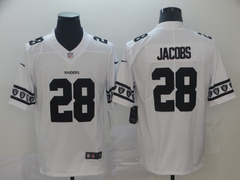 Nike Raiders 28 Josh Jacobs White Team Logos Fashion Vapor Limited Jersey
