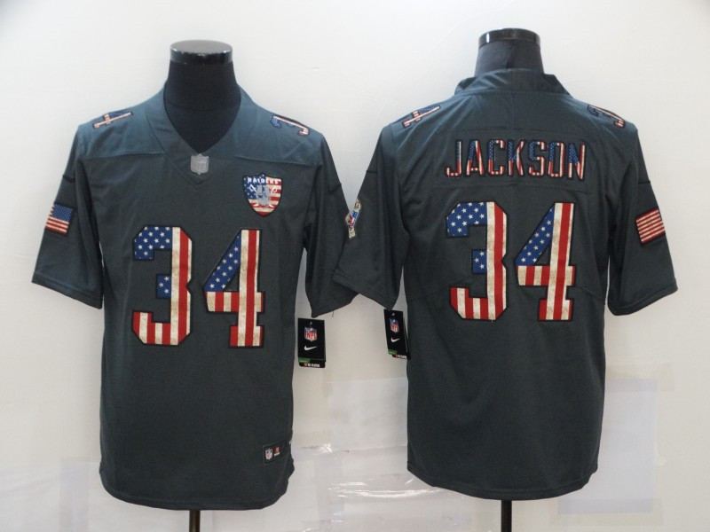 Nike Raiders 34 Bo Jackson 2019 Salute To Service USA Flag Fashion Limited Jersey