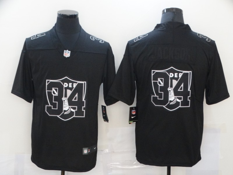 Nike Raiders 34 Bo Jackson Black Shadow Logo Limited Jersey