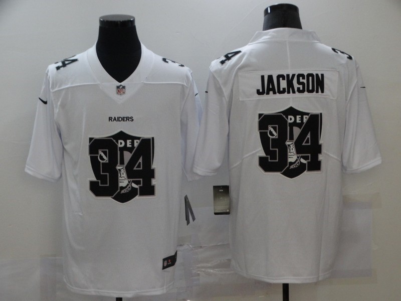 Nike Raiders 34 Bo Jackson White Shadow Logo Limited Jersey