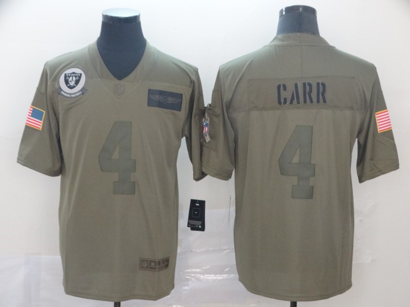 Nike Raiders 4 Derek Carr 2019 Olive Salute To Service Limited Jersey