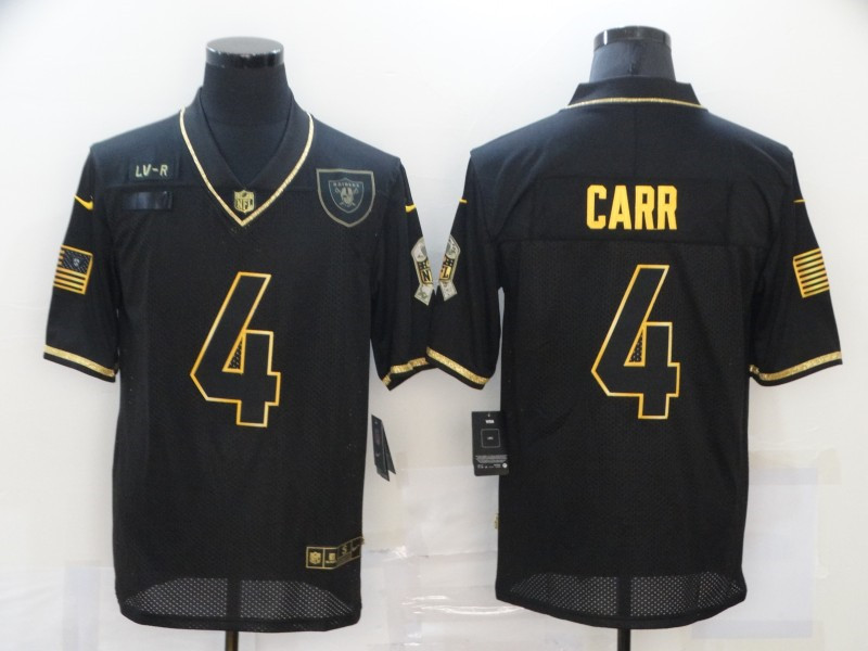 Nike Raiders 4 Derek Carr Black Gold 2020 Salute To Service Limited Jersey