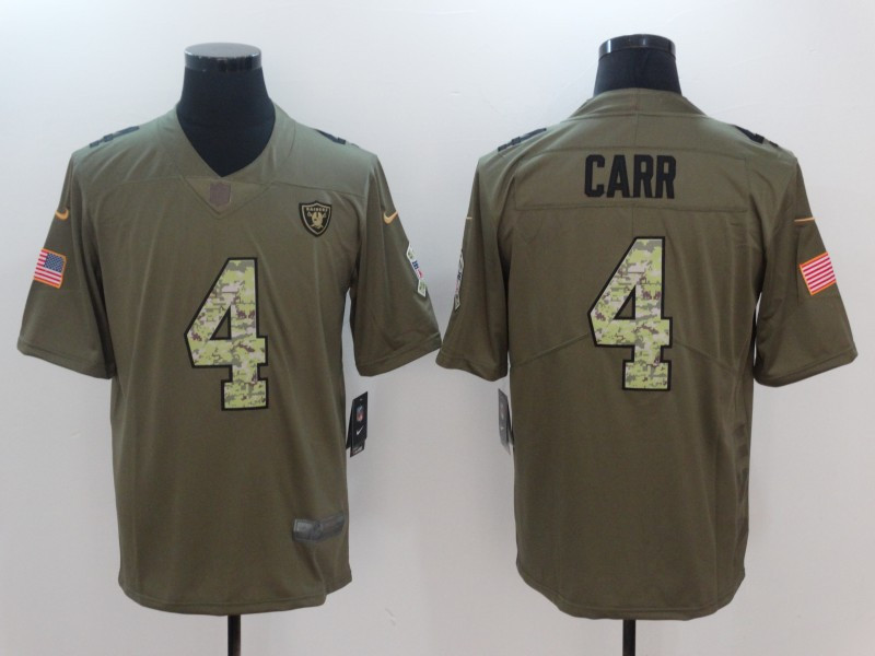 Nike Raiders 4 Derek Carr Olive Camo Salute To Service Limited Jersey