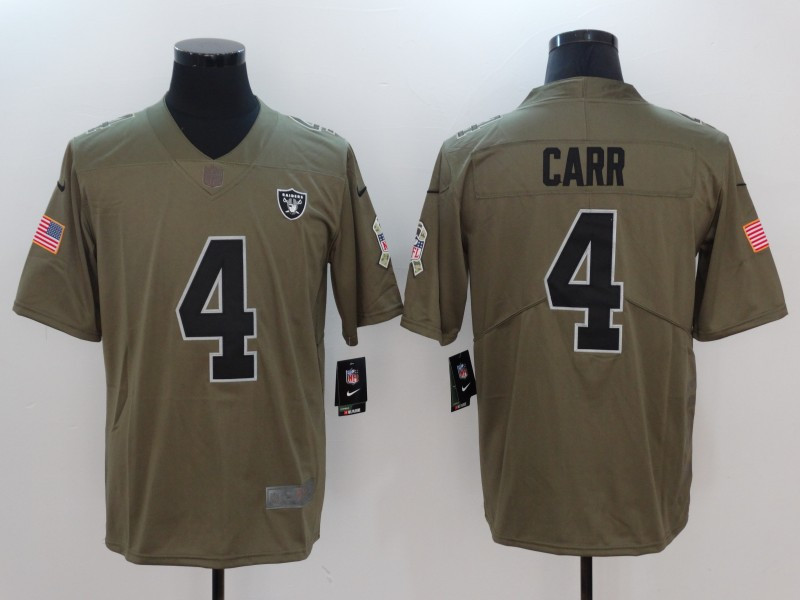  Raiders 4 Derek Carr Olive Salute To Service Limited Jersey