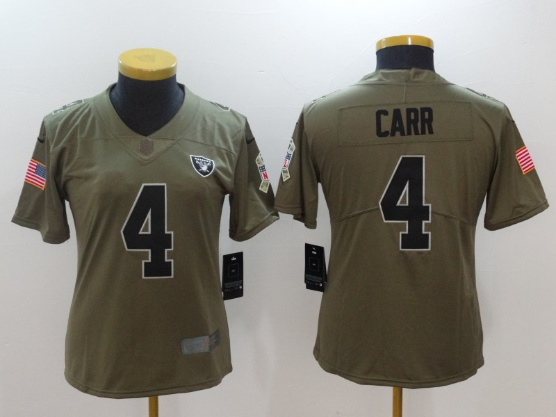 Nike Raiders 4 Derek Carr Women Olive Salute To Service Limited Jersey
