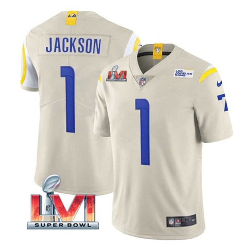 Nike Rams 1 Desean Jackson Bone 2022 Super Bowl LVI Vapor Limited Jersey