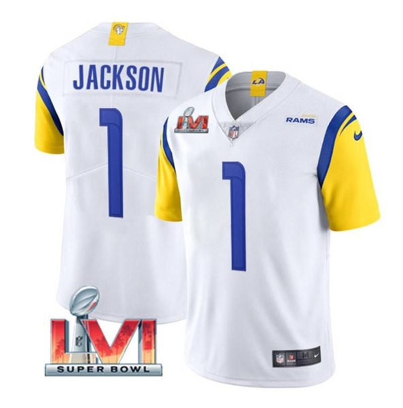 Nike Rams 1 Desean Jackson White 2022 Super Bowl LVI Vapor Limited Jersey
