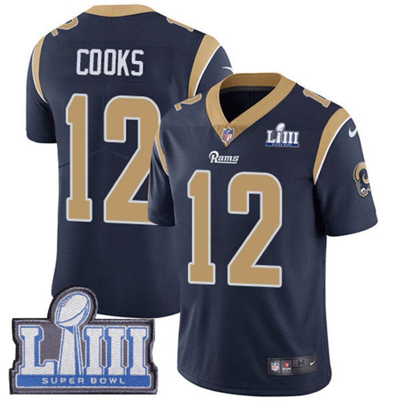  Rams 12 Brandin Cooks Navy Youth 2019 Super Bowl LIII Vapor Untouchable Limited Jersey