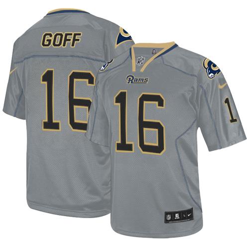  Rams 16 Jared Goff Lights Out Grey Men Stitched NFL Elite Jersey