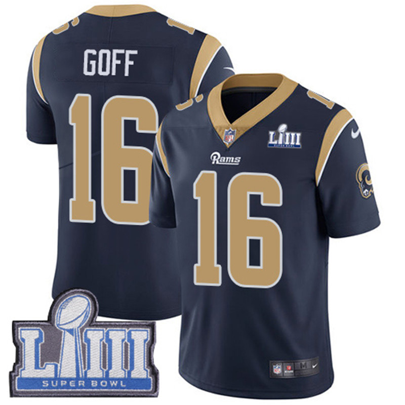 Rams 16 Jared Goff Navy 2019 Super Bowl LIII Vapor Untouchable Limited Jersey