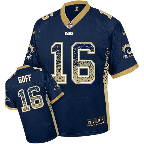  Rams 16 Jared Goff Navy Blue Team Color Men Stitched NFL Elite Drift Fashion Jersey