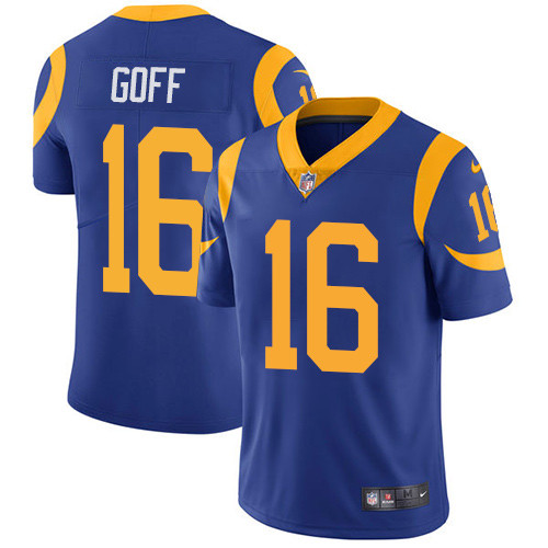  Rams 16 Jared Goff Royal Vapor Untouchable Player Limited Jersey