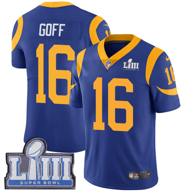 Rams 16 Jared Goff Royal Youth 2019 Super Bowl LIII Vapor Untouchable Limited Jersey