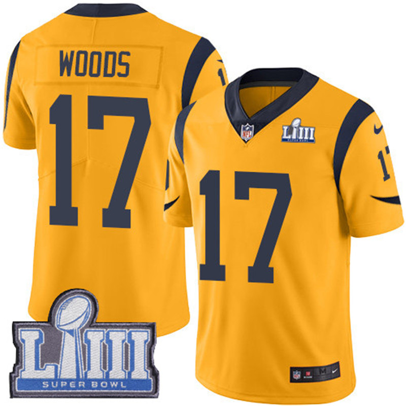  Rams 17 Robert Woods Gold 2019 Super Bowl LIII Color Rush Limited Jersey