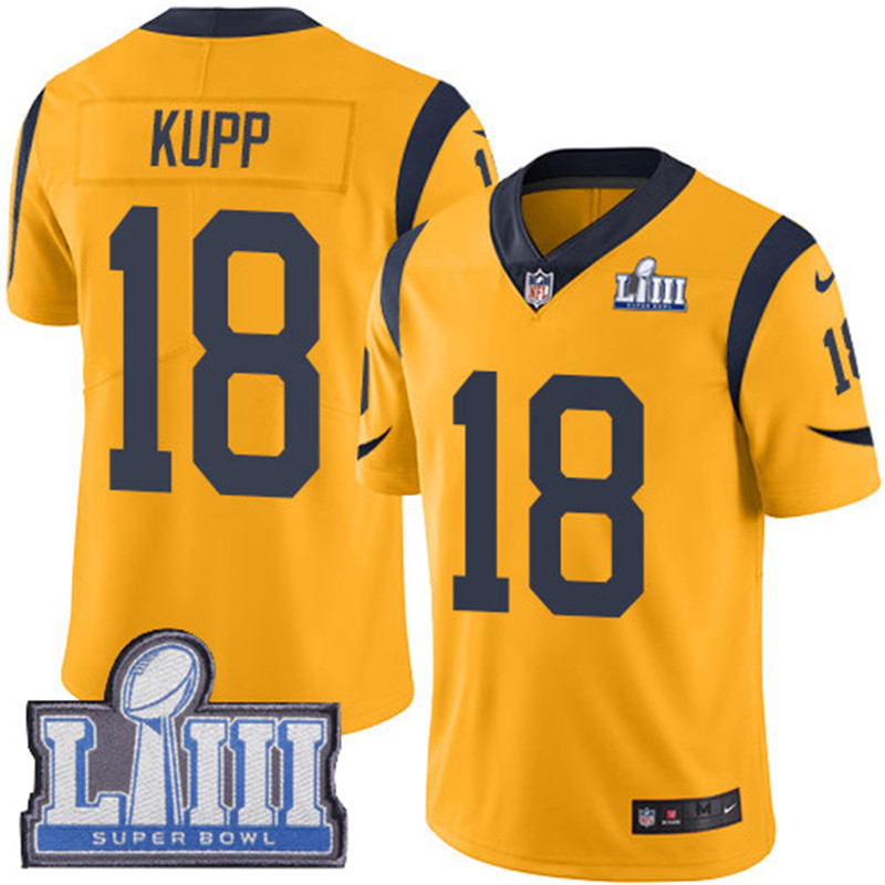  Rams 18 Cooper Kupp Gold 2019 Super Bowl LIII Color Rush Limited Jersey