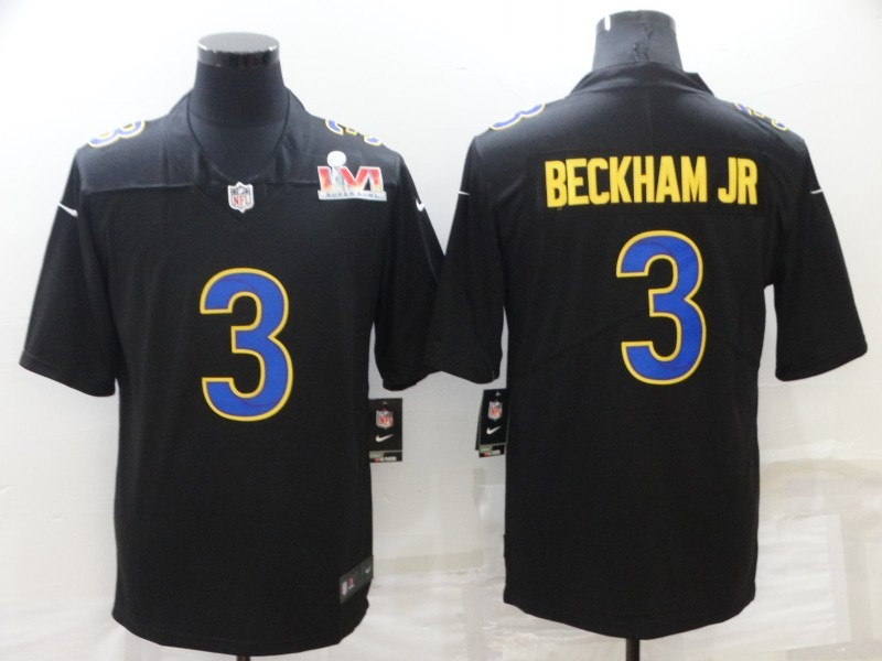 Nike Rams 3 Odell Beckham Jr. Black 2022 Super Bowl LVI Vapor Limited Jersey