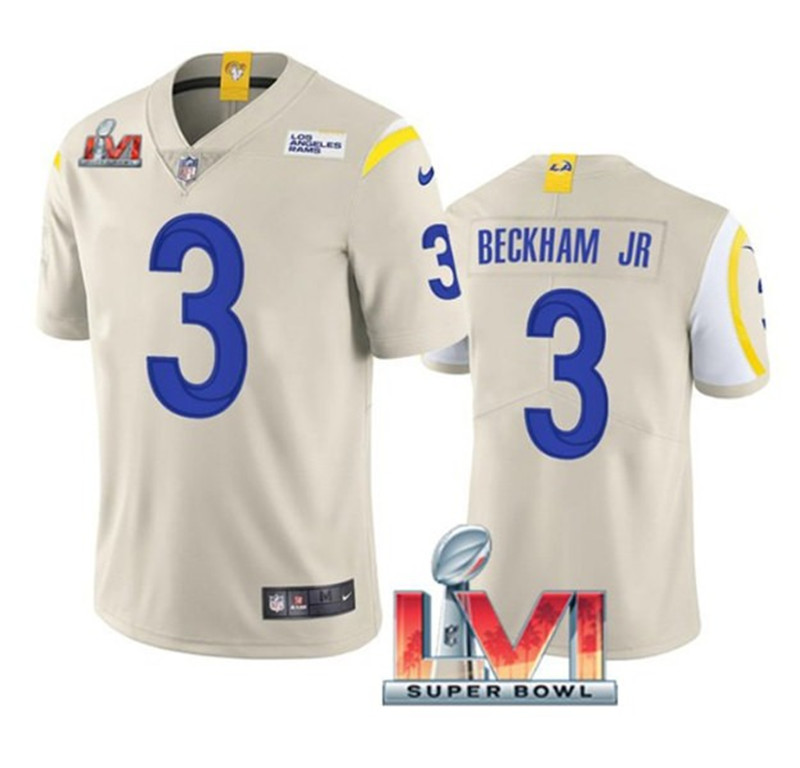 Nike Rams 3 Odell Beckham Jr. Bone 2022 Super Bowl LVI Vapor Limited Jersey