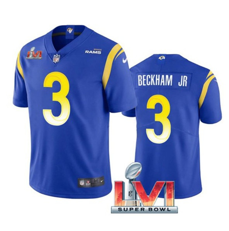 Nike Rams 3 Odell Beckham Jr. Royal 2022 Super Bowl LVI Vapor Limited Jersey