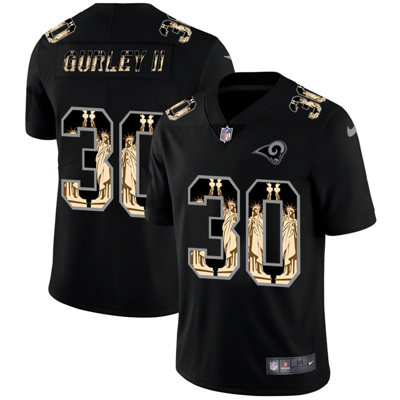 Nike Rams 30 Todd Gurley II Black Statue of Liberty Limited Jersey
