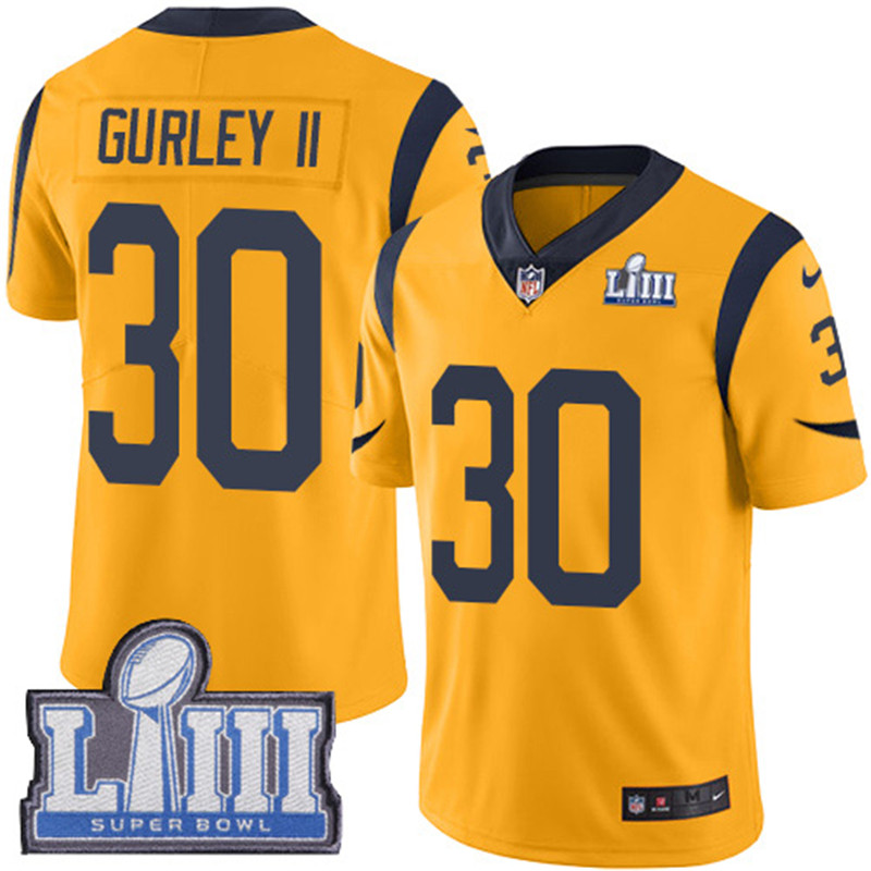  Rams 30 Todd Gurley II Gold 2019 Super Bowl LIII Color Rush Limited Jersey