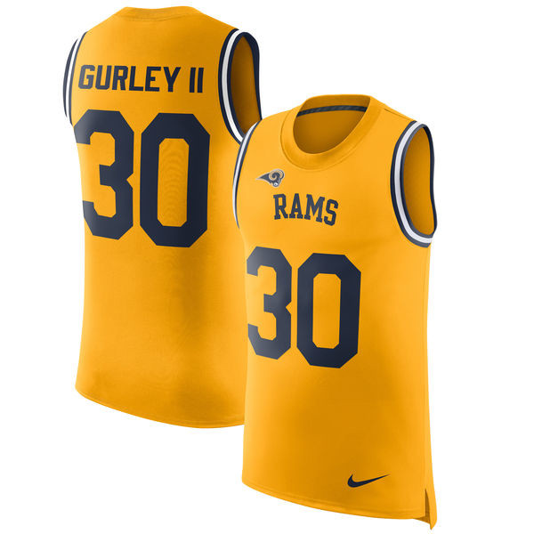  Rams 30 Todd Gurley II Gold Color Rush Name & Number Tank Top