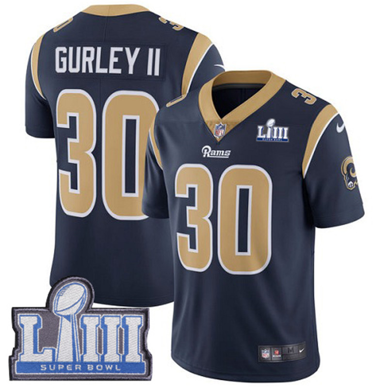  Rams 30 Todd Gurley II Navy Youth 2019 Super Bowl LIII Vapor Untouchable Limited Jersey