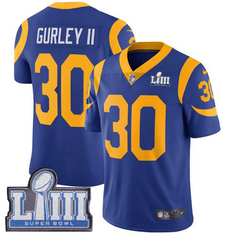  Rams 30 Todd Gurley II Royal 2019 Super Bowl LIII Vapor Untouchable Limited Jersey