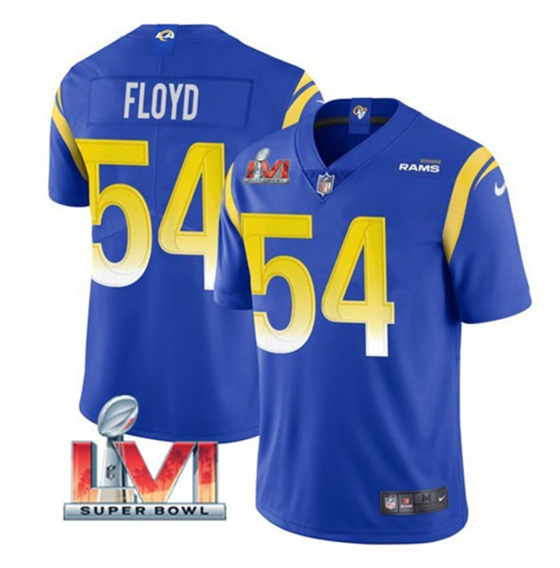 Nike Rams 54 Leonard Floyd Royal 2022 Super Bowl LVI Vapor Limited Jersey