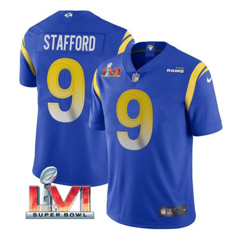 Nike Rams 9 Matthew Stafford Royal 2022 Super Bowl LVI Vapor Limited Jersey