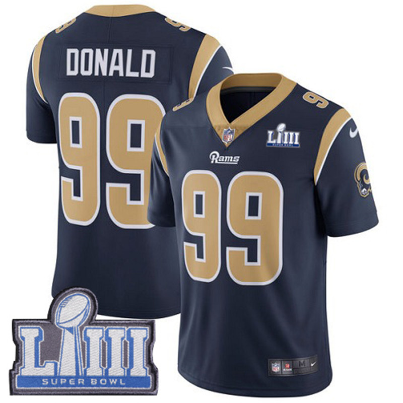  Rams 99 Aaron Donald Navy Youth 2019 Super Bowl LIII Vapor Untouchable Limited Jersey