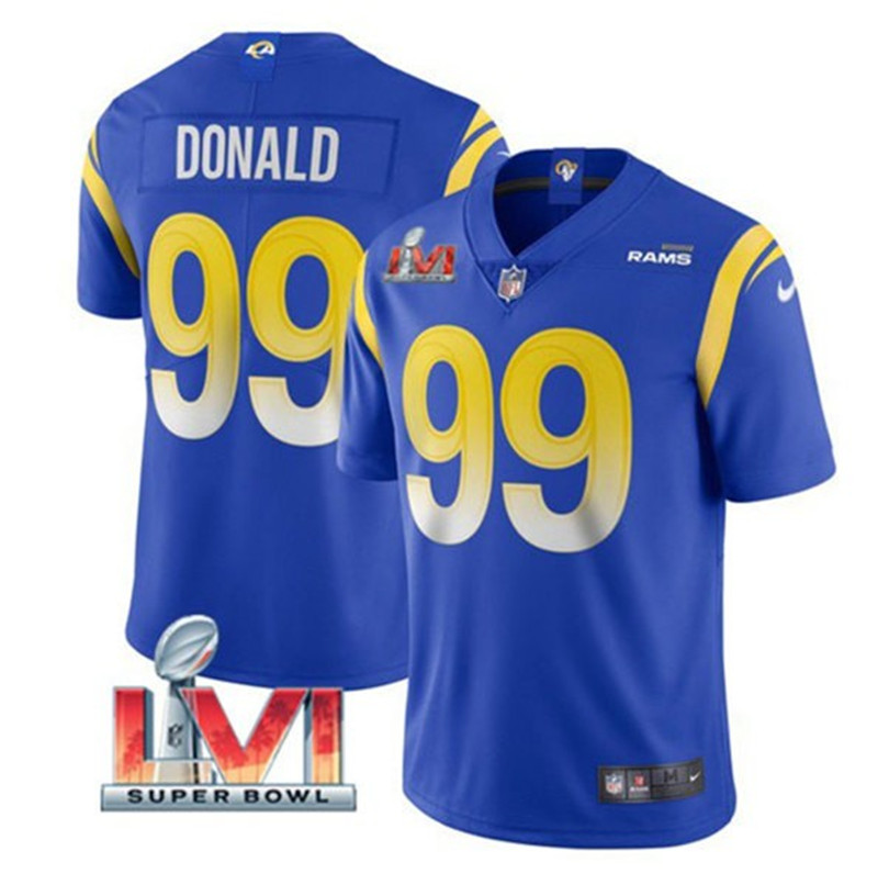 Nike Rams 99 Aaron Donald Royal 2022 Super Bowl LVI Vapor Limited Jersey