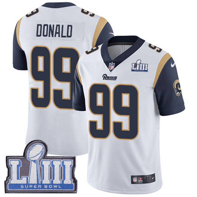  Rams 99 Aaron Donald White 2019 Super Bowl LIII Vapor Untouchable Limited Jersey
