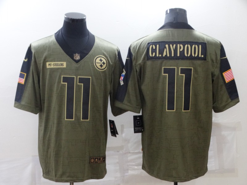 Nike Ravens 11 Chase Claypool Olive 2021 Salute To Service Limited Jersey