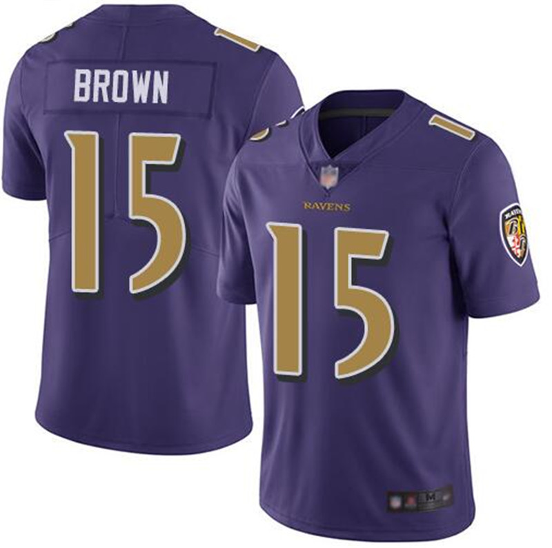 Nike Ravens 15 Marquise Brown Purple Color Rush Limited Jersey