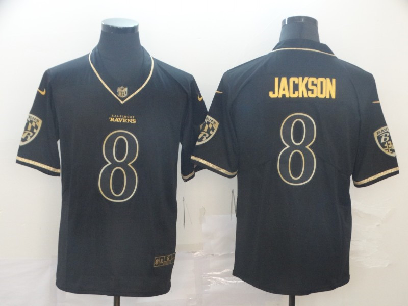 Nike Ravens 8 Lamar Jackson Black Gold Throwback Vapor Untouchable Limited Jersey