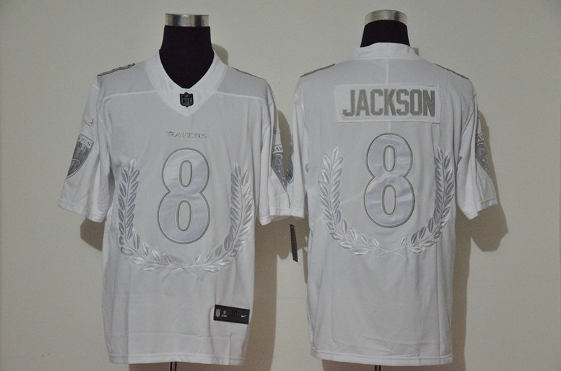 Nike Ravens 8 Lamar Jackson White Vapor Untouchable Limited Fashion Jersey